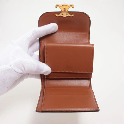 Celine Triomphe Small Flap Wallet Leather Trifold Compact — view 4