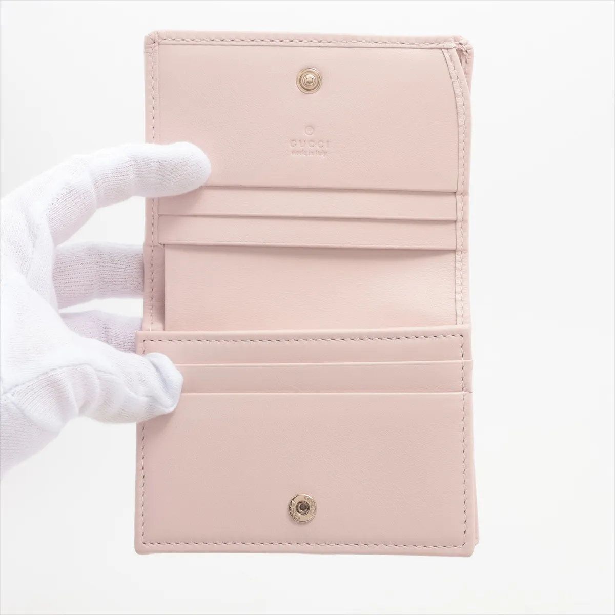 Gucci GG Emblem Compact Wallet Leather Bifold Pink — view 3