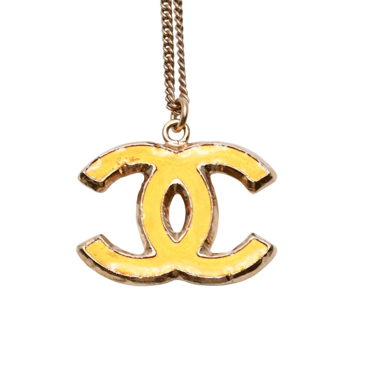 Chanel Necklace CC Logo Orange Double Face Gold — view 2