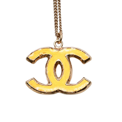 Chanel Necklace CC Logo Orange Double Face Gold — view 2