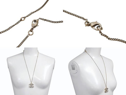 Chanel CC Logo Necklace Metal Clear Gold — view 7