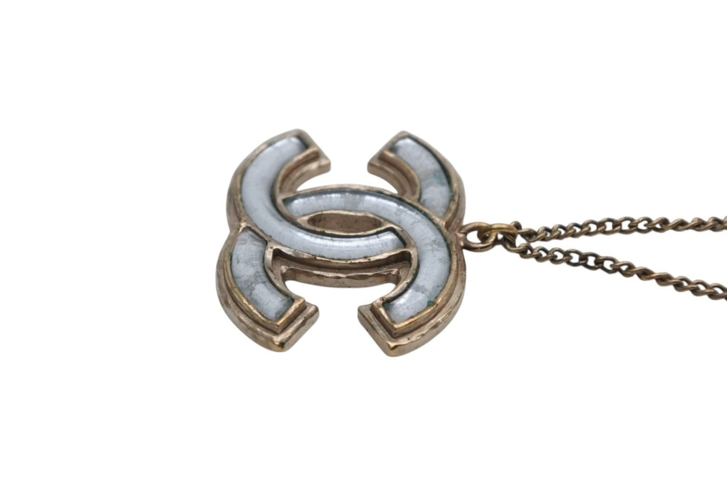Chanel CC Logo Necklace Metal Clear Gold — view 4