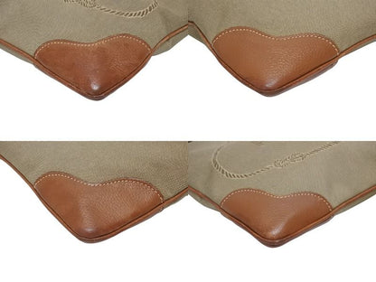 Prada Logo Jacquard Shoulder Bag Beige Brown Cotton Canvas Gold — view 6