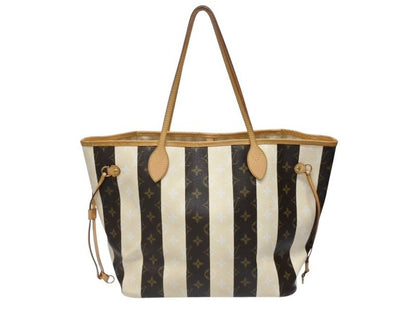 Louis Vuitton Tote Bag Rayures Neverfull MM Brown Monogram Canvas Leather