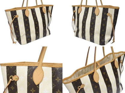 Louis Vuitton Tote Bag Rayures Neverfull MM Brown Monogram Canvas Leather — view 4