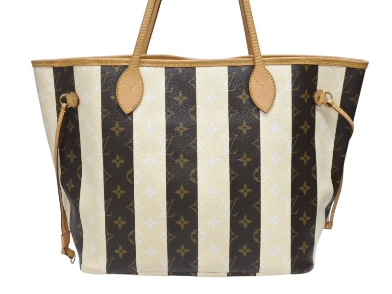 Louis Vuitton Tote Bag Rayures Neverfull MM Brown Monogram Canvas Leather — view 3