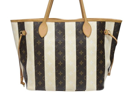 Louis Vuitton Tote Bag Rayures Neverfull MM Brown Monogram Canvas Leather — view 3