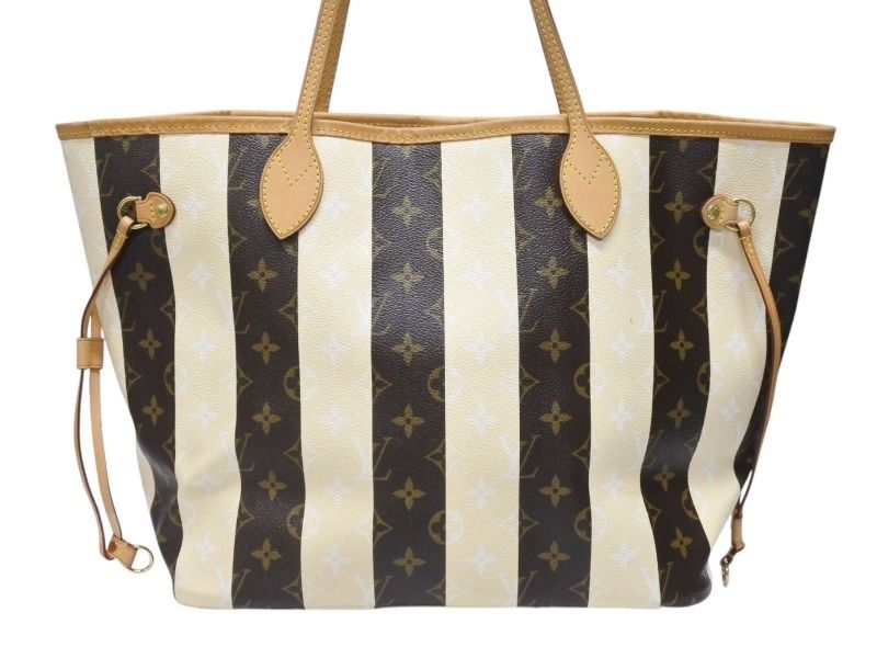 Louis Vuitton Tote Bag Rayures Neverfull MM Brown Monogram Canvas Leather — view 2