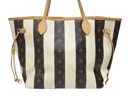 Louis Vuitton Tote Bag Rayures Neverfull MM Brown Monogram Canvas Leather — view 2