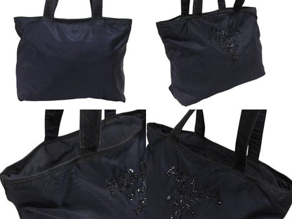 Prada Tote Bag Logo Sequin Nylon Navy — view 3
