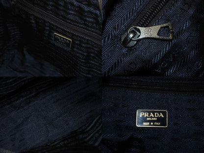 Prada Tote Bag Logo Sequin Nylon Navy — view 8