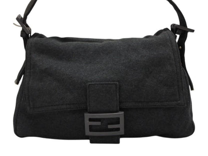 Fendi Mamma Baguette Bag Tote Cotton Metal Gray Black — view 2