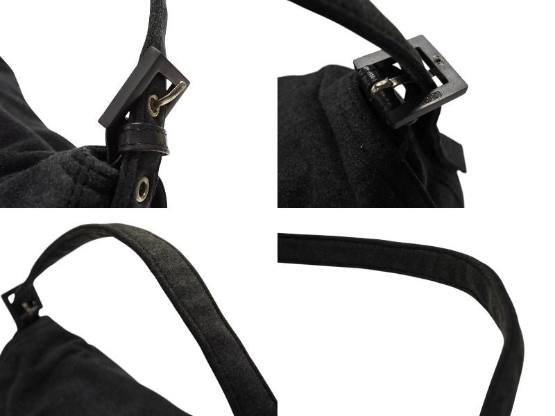 Fendi Mamma Baguette Bag Tote Cotton Metal Gray Black — view 7