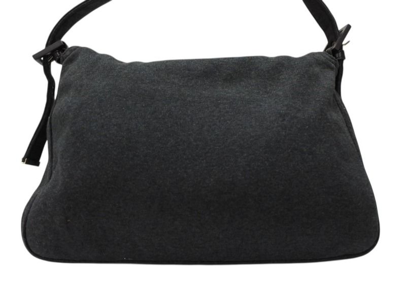 Fendi Mamma Baguette Bag Tote Cotton Metal Gray Black — view 3