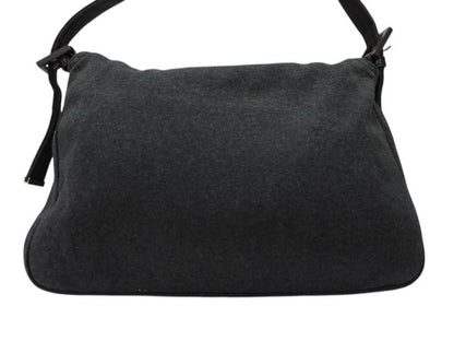 Fendi Mamma Baguette Bag Tote Cotton Metal Gray Black — view 3