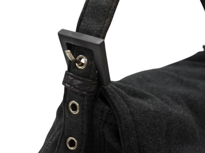 Fendi Mamma Baguette Bag Tote Cotton Metal Gray Black — view 6