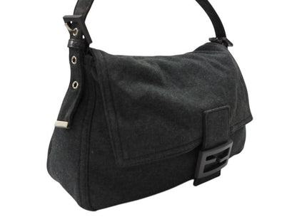 Fendi Mamma Baguette Bag Tote Cotton Metal Gray Black — view 4