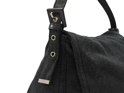 Fendi Mamma Baguette Bag Tote Cotton Metal Gray Black — view 5