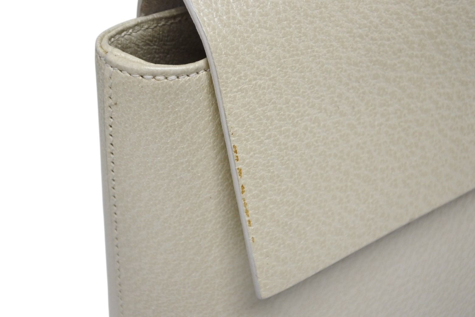 Gucci Bamboo Handbag Wood Handle Ivory Leather Suede Gold — view 5