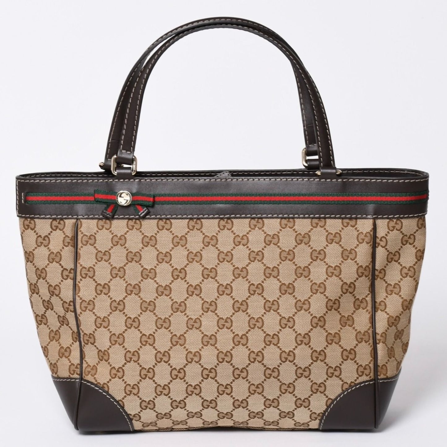 Gucci Tote Bag GG Canvas Sherry Line Brown Beige Gold