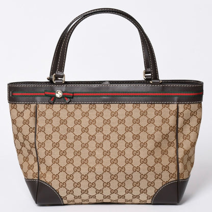 Gucci Tote Bag GG Canvas Sherry Line Brown Beige Gold