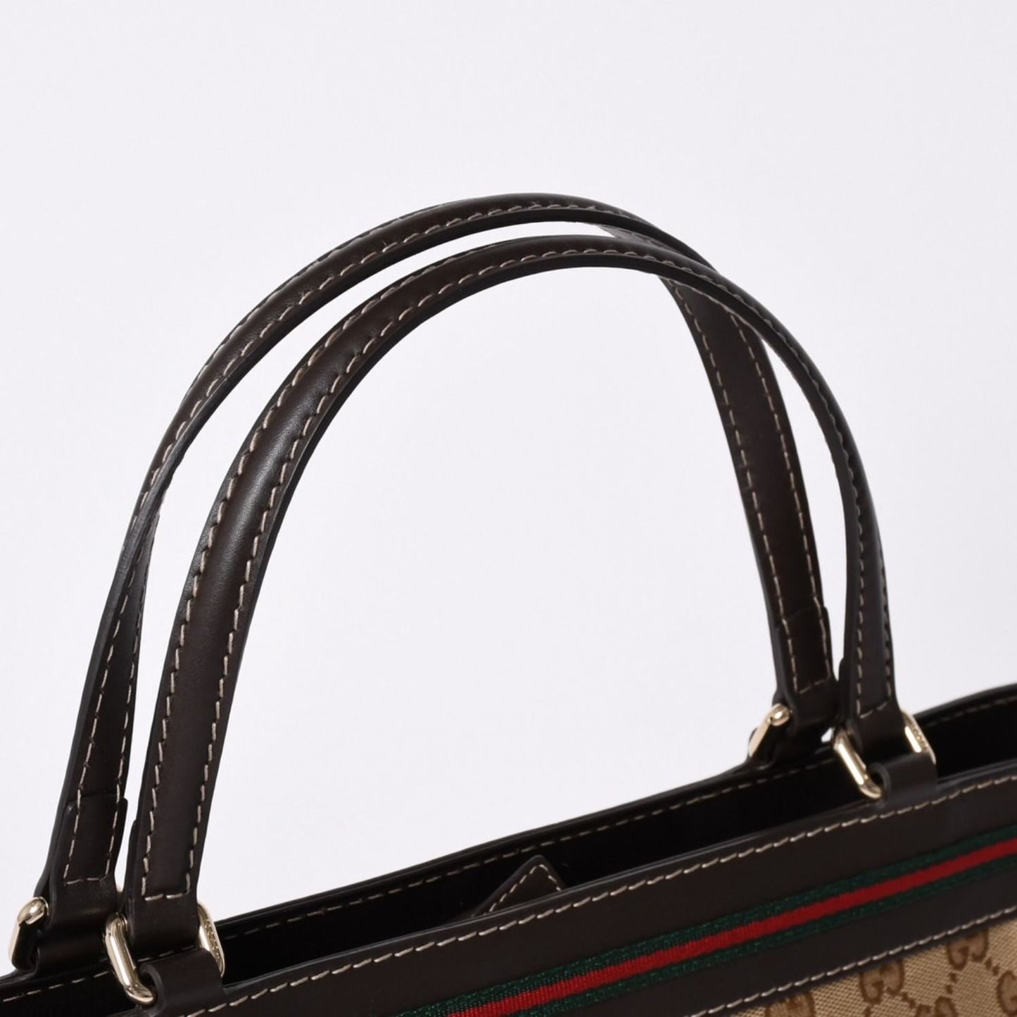 Gucci Tote Bag GG Canvas Sherry Line Brown Beige Gold — view 4