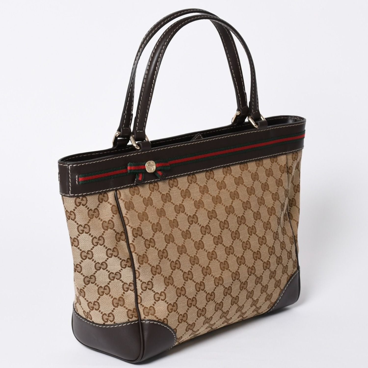 Gucci Tote Bag GG Canvas Sherry Line Brown Beige Gold — view 3