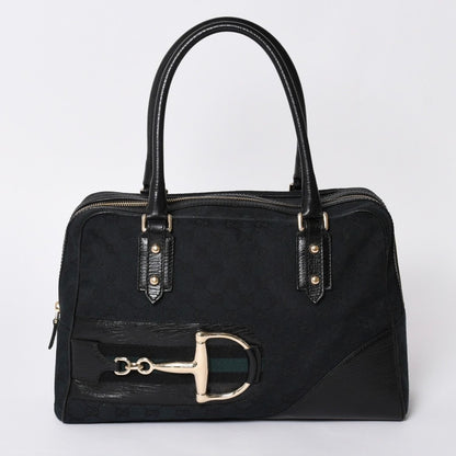 Gucci Sherry Line Horsebit Tote Bag Leather GG Canvas