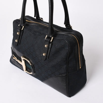 Gucci Sherry Line Horsebit Tote Bag Leather GG Canvas — view 4