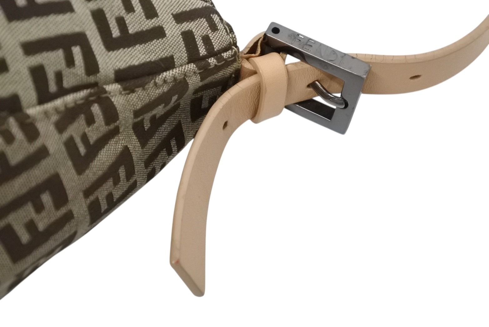Fendi Zucchino Pattern Mamma Baguette Bag Beige Brown Silver — view 6