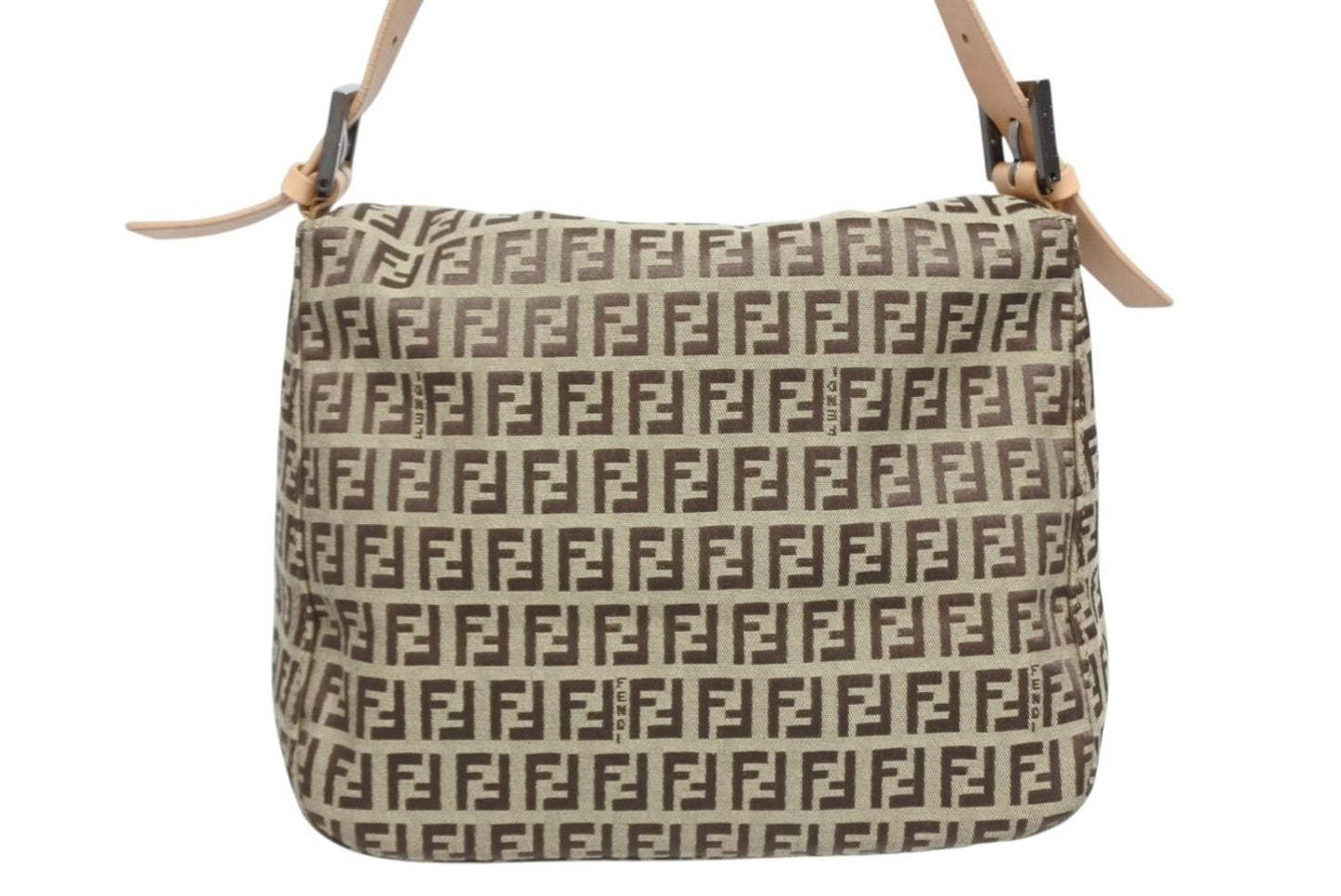 Fendi Zucchino Pattern Mamma Baguette Bag Beige Brown Silver — view 3