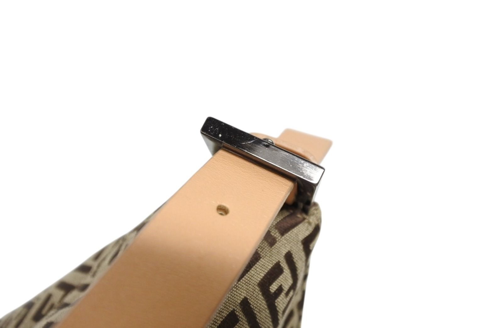 Fendi Zucchino Pattern Mamma Baguette Bag Beige Brown Silver — view 7