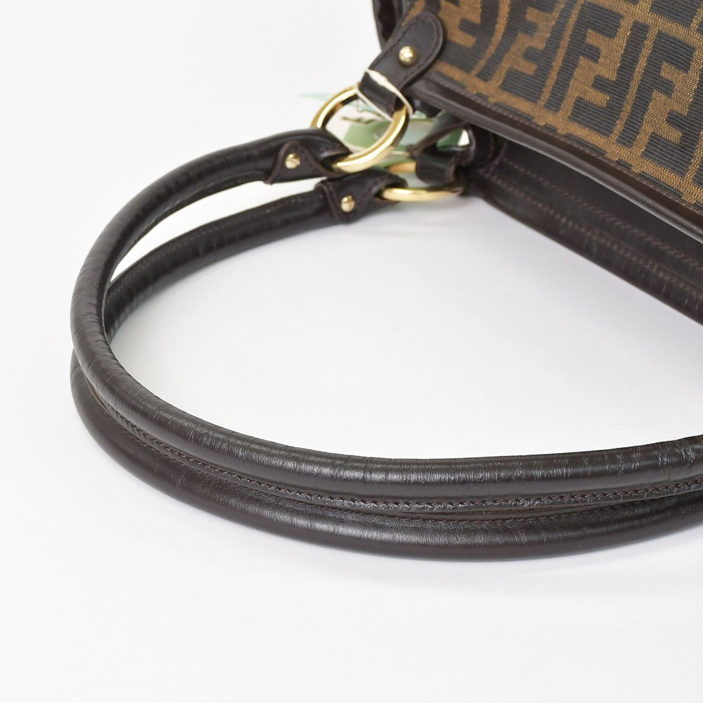 Fendi Handbag Zucca Pattern All Over Print Canvas Leather Brown Gold — view 7