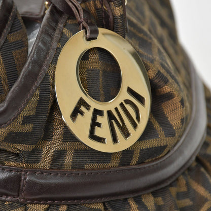 Fendi Handbag Zucca Pattern All Over Print Canvas Leather Brown Gold — view 5