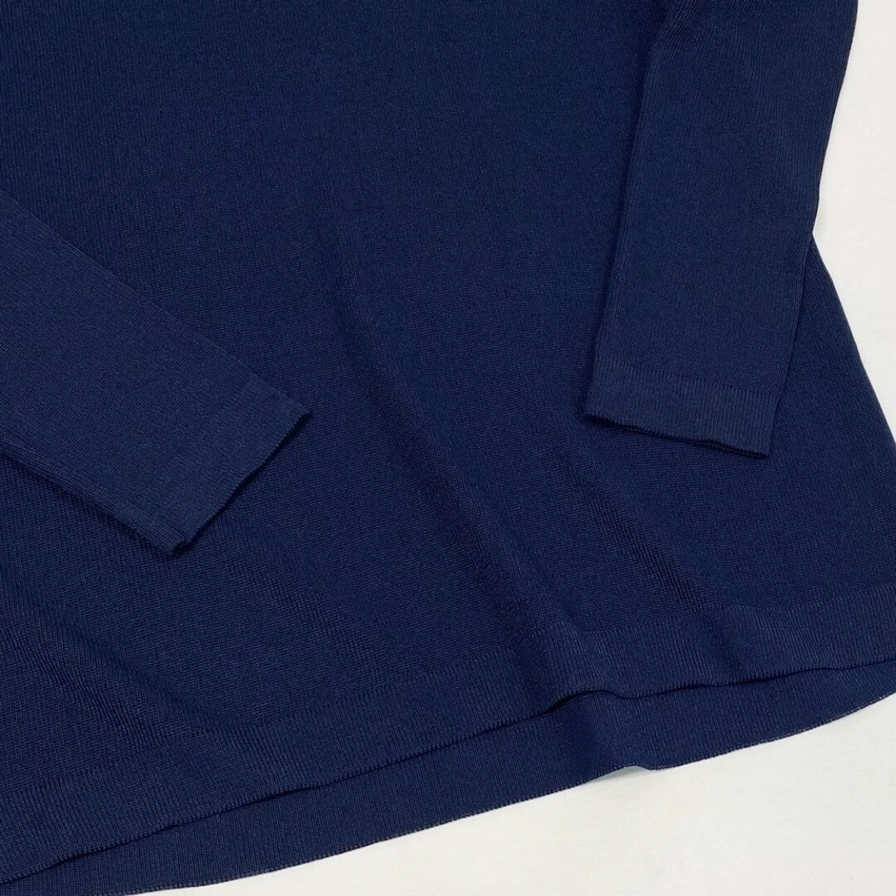 Saint Laurent Rive Gauche Long Sleeve Knit Gold Button Navy Rayon Sweater — view 5