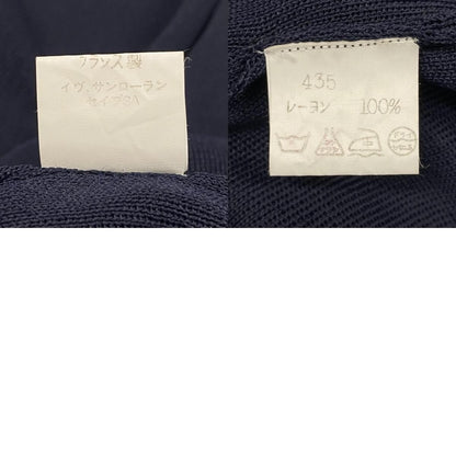 Saint Laurent Rive Gauche Long Sleeve Knit Gold Button Navy Rayon Sweater — view 9