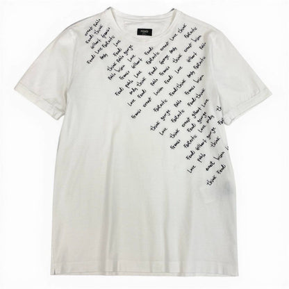 Fendi Crew Neck T-Shirt Embroidered Letter Embroidery White Cotton Short Sleeve — view 2