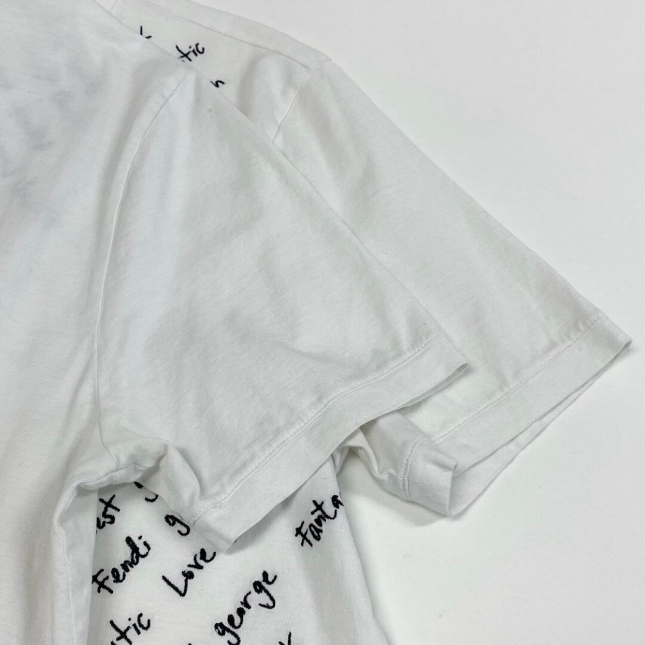 Fendi Crew Neck T-Shirt Embroidered Letter Embroidery White Cotton Short Sleeve — view 5