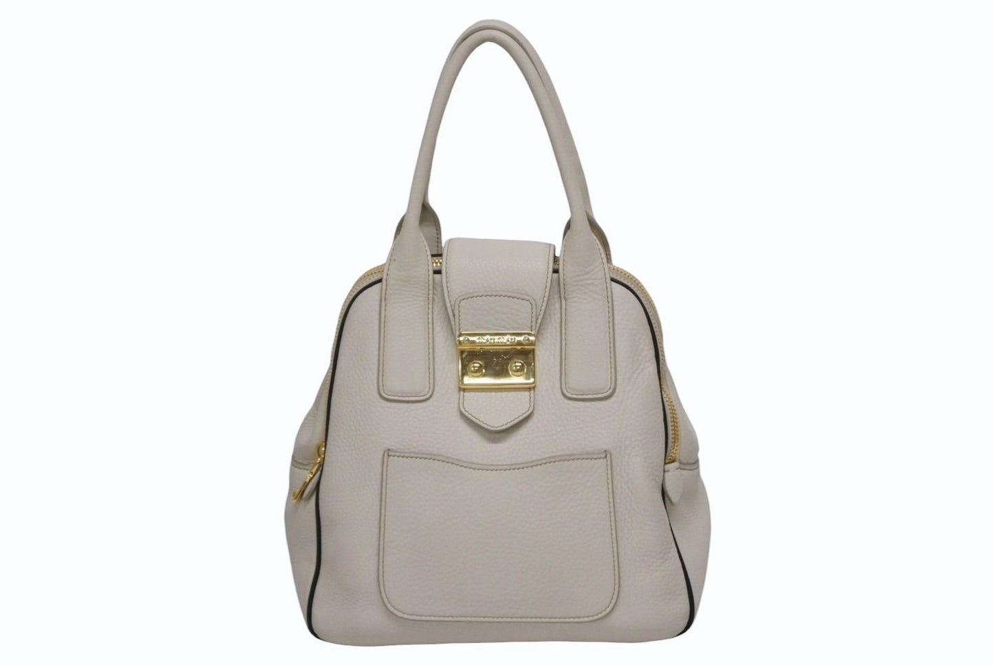 Miu Miu Vitello Caribu 2-Way Bag Calfskin Ivory Gold