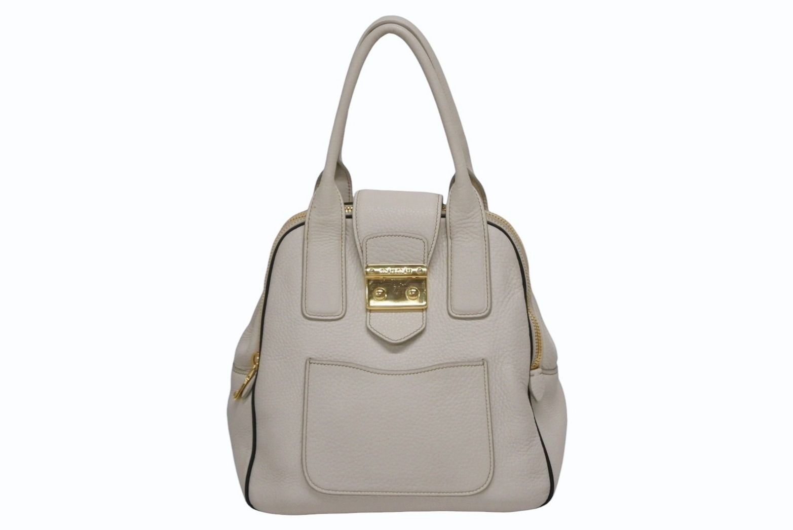 Miu Miu Vitello Caribu 2-Way Bag Calfskin Ivory Gold