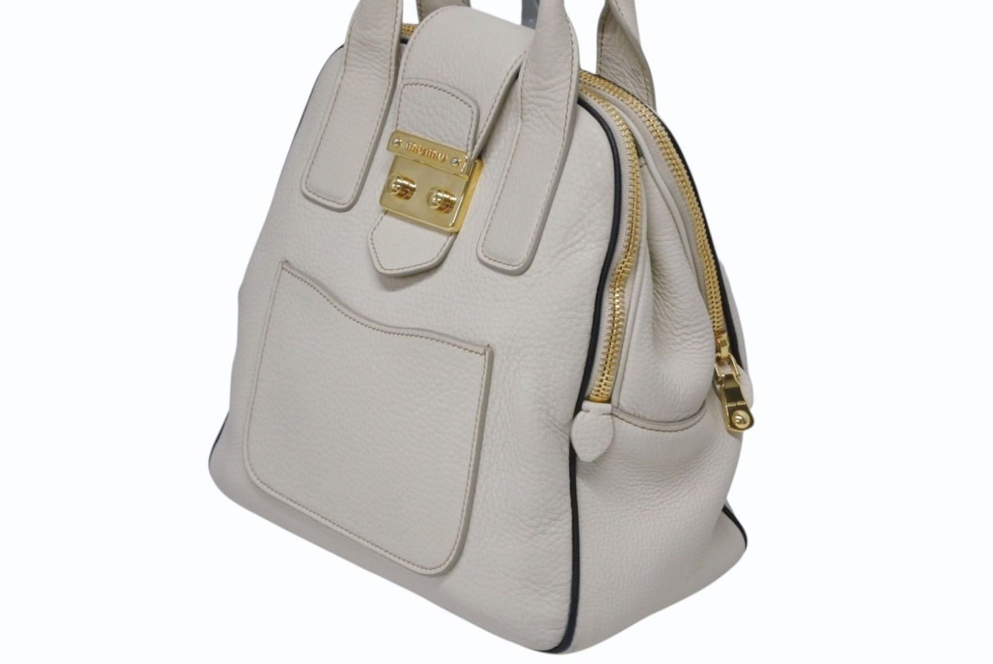 Miu Miu Vitello Caribu 2-Way Bag Calfskin Ivory Gold — view 3
