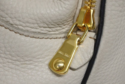 Miu Miu Vitello Caribu 2-Way Bag Calfskin Ivory Gold — view 5