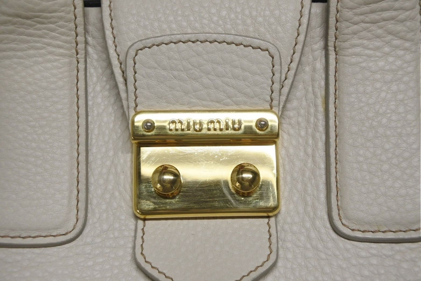 Miu Miu Vitello Caribu 2-Way Bag Calfskin Ivory Gold — view 4