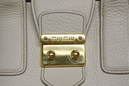 Miu Miu Vitello Caribu 2-Way Bag Calfskin Ivory Gold — view 4
