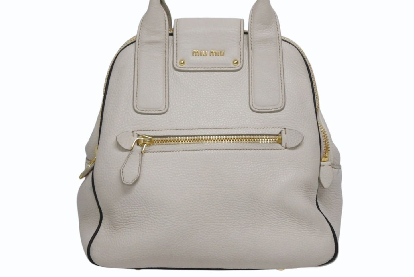 Miu Miu Vitello Caribu 2-Way Bag Calfskin Ivory Gold — view 2