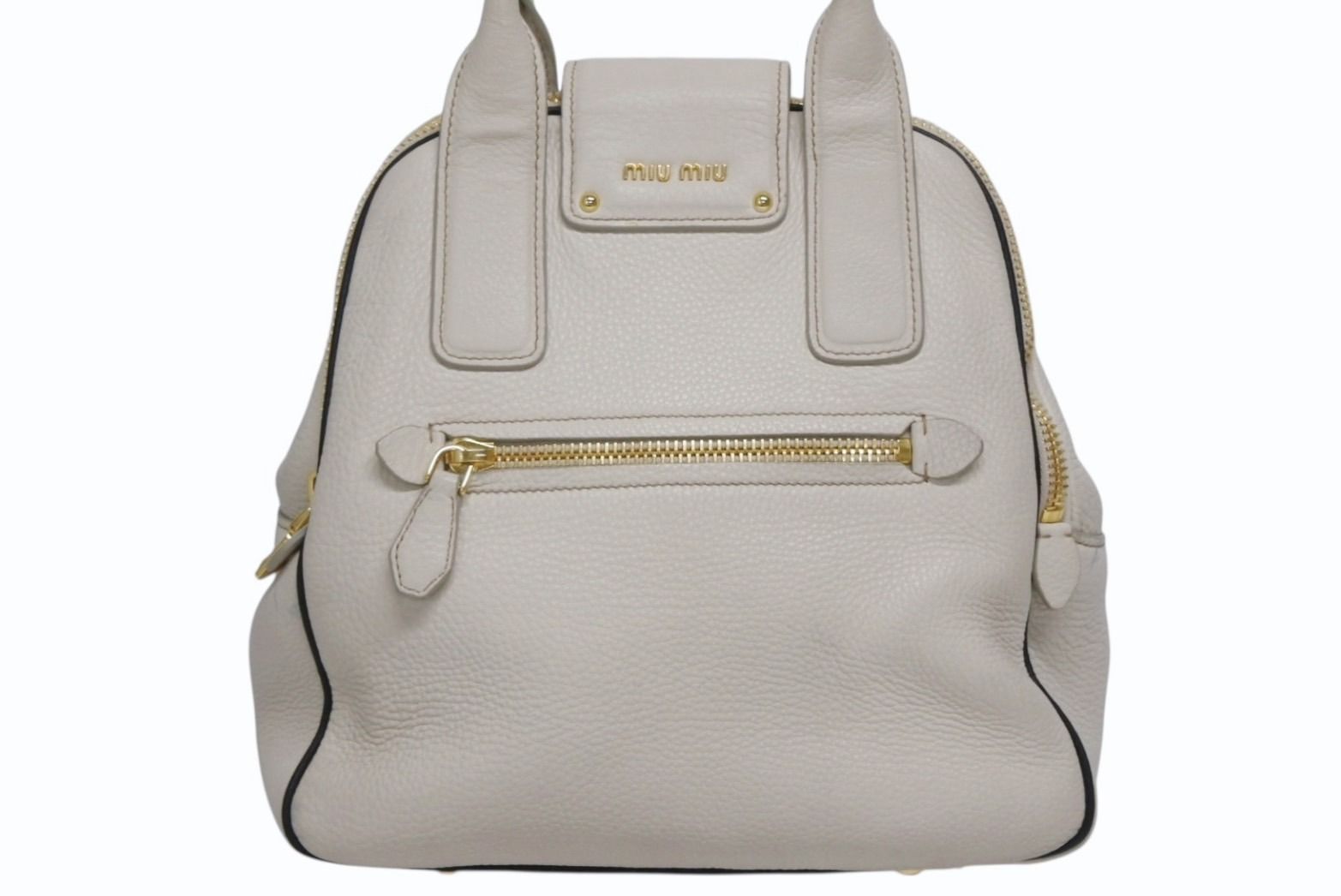 Miu Miu Vitello Caribu 2-Way Bag Calfskin Ivory Gold — view 2
