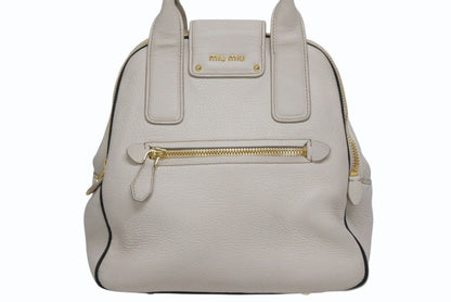 Miu Miu Vitello Caribu 2-Way Bag Calfskin Ivory Gold — view 2