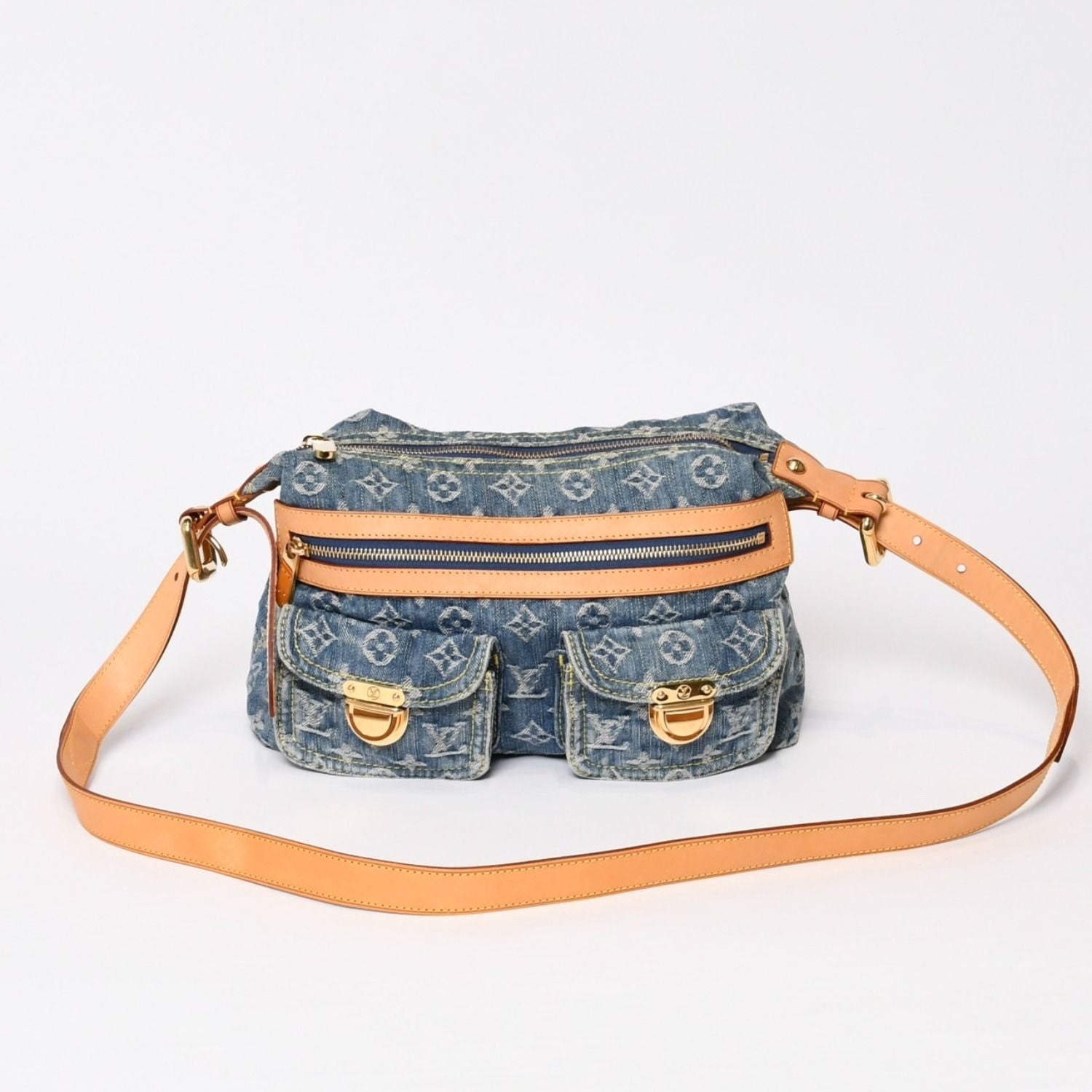 Louis Vuitton Monogram Denim Baggy PM Shoulder Bag Indigo Blue