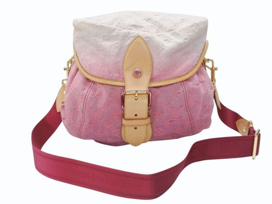 Louis Vuitton Shoulder Bag Monogram Denim Sunshine Pink White Gold