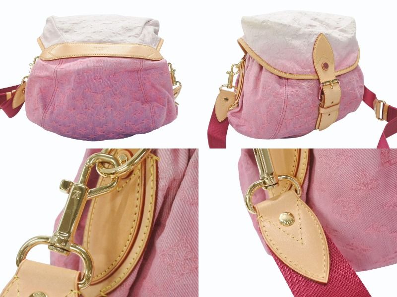 Louis Vuitton Shoulder Bag Monogram Denim Sunshine Pink White Gold — view 3
